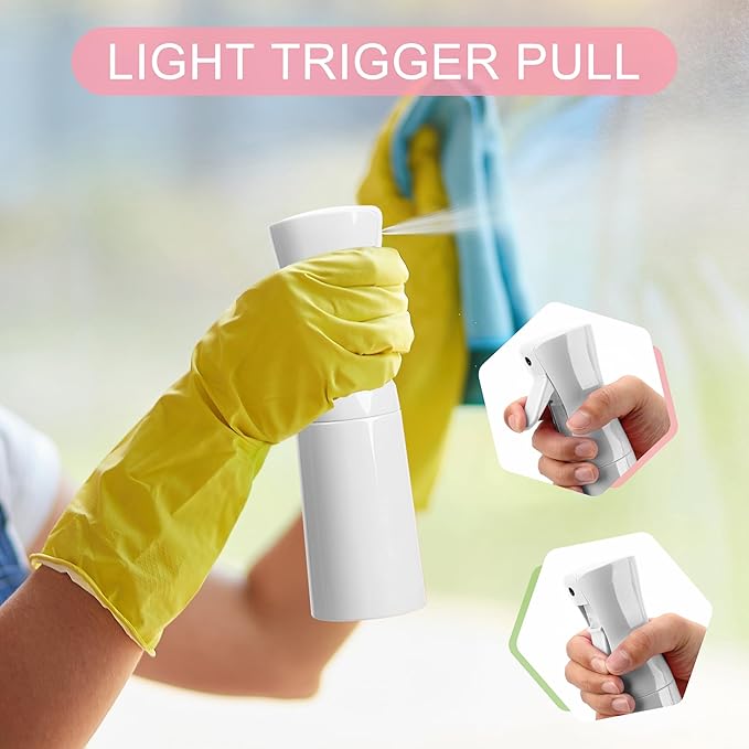 Hair Mister Spray Bottle，Spray Water Bottle Fine Mist Refillable Plants（6.8OZ /200ML） Barber，Showering Pets, Plants, travel, Ironing and Cleaning ﻿ ﻿ ﻿ (White)