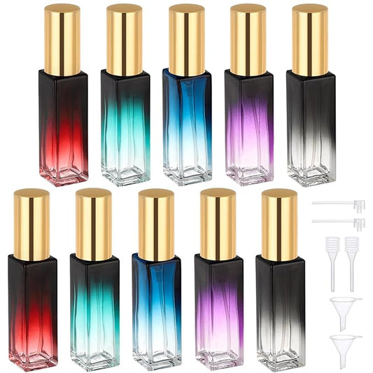 Segbeauty 0.34oz Travel Perfume Refillable Bottle, 5pcs Glass Mini Glass Perfume Atomizer Travel, 10ml Empty Cologne Atomizer Bottles, Small Cologne Sprayer with Transfer Tools Set for Refill