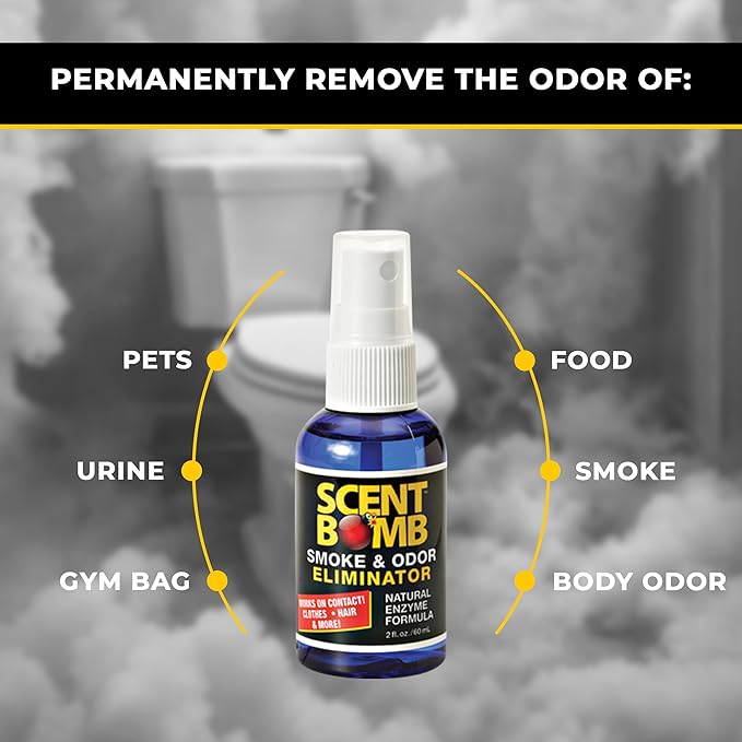 Scent Bomb Odor Eliminator Spray Enzyme Based Strong Pet Odor Eliminator for Home, Air Freshener for Room, Bathroom and Kitchen, Removes Smoke Dog Pee Cat Urine Poof Smell Deodorizer, 2 Bottle