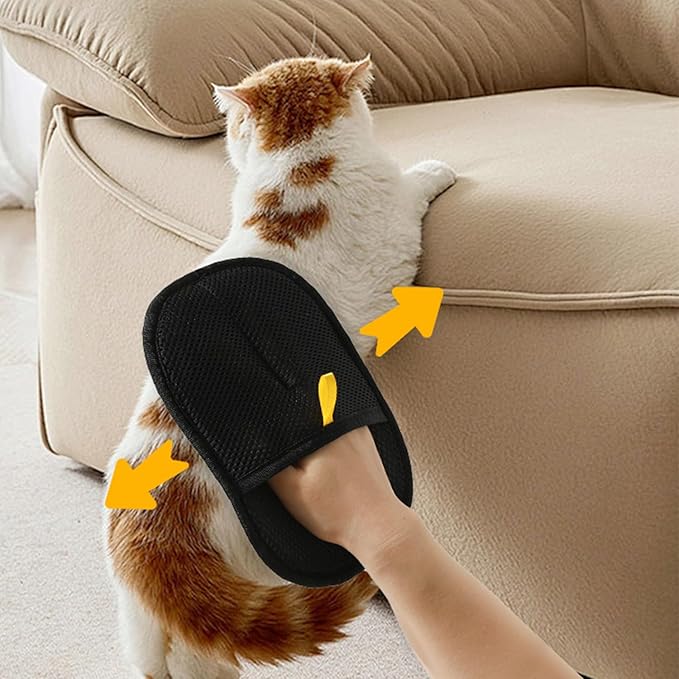 2 Pcs Electrostatic Gloves Pet Hair Removal with Cat Comb,Reusable Electrostatic Pet Cat Dog Hair Remover Grooming Gloves Brush Tool for Couch,Furniture,Carpet,Car Seat