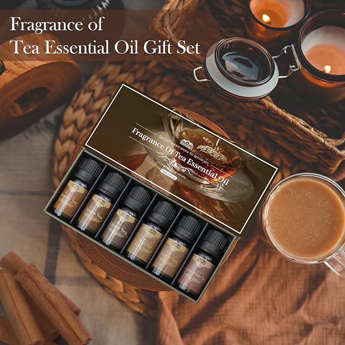 6 Pack Westin White Tea Spring Essential Oil Diffuser for Home Care and Candle Making BlissfulBlend Atmosphere Fragrance of Essential Oil Gifts Set 10ML Matcha Jasmine Citron Lemon Tea