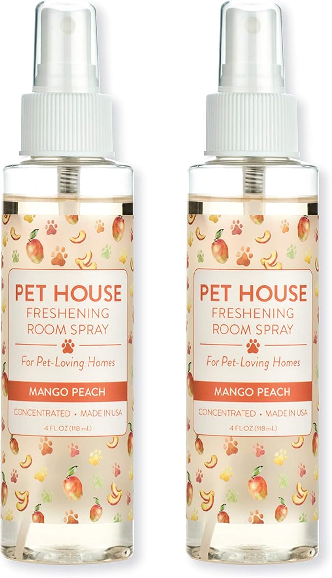 One Fur All Concentrated Room Spray 4 OZ Dog and Cat Friendly Air Freshener for Pet Odor, Mango Peach, Pack of 2