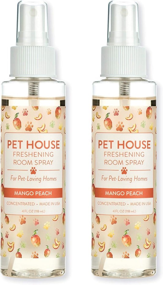 One Fur All Concentrated Room Spray 4 OZ Dog and Cat Friendly Air Freshener for Pet Odor, Mango Peach, Pack of 2