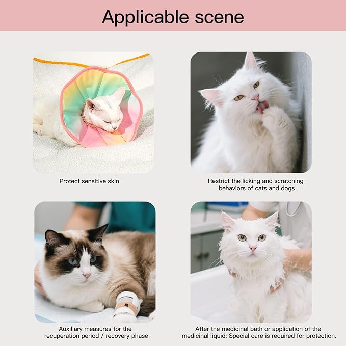 Touchdog Soft Recovery Cone Collar for Cats - Adjustable Elizabethan Collar with Waterproof PU Coating, Lightweight Design, 24.5cm/9.6in Wide Barrier, Foldable & Comfortable (Blue Gradient Color, S)