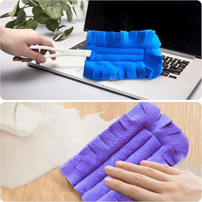 20 Pcs Fleece Duster Refill - 360° Reusable Duster Refills Washable Hand Cleaning Pads for Ceiling Fans, Floors & Windows (5 Colors)