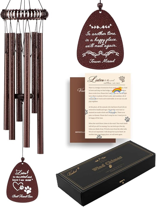 28" Dog Memorial Wind Chimes, Dog Memorial Gifts, Loss of Pet Sympathy Passing Away Bereavement Remembrance Gift