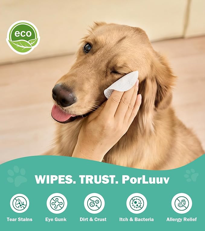 Hypoallergenic Eye Wipes for Dogs & Cats – Gentle Dog Eye Wipes Cleaner with 9X Cleaning Power, Natural Dog Fece Wipes Gently Remove Tear Stains, Crust, Discharge & Debrist, 120Pcs, Unscent