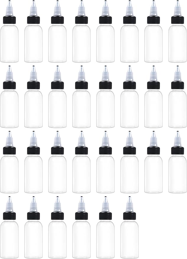 30 Pcs 1oz Plastic Squeeze Bottles with Twist Top Cap, 30ml Clear Dispensing Bottles, Empty Squirt Bottle for Liquids, Sauces, Arts, Crafts, Travel