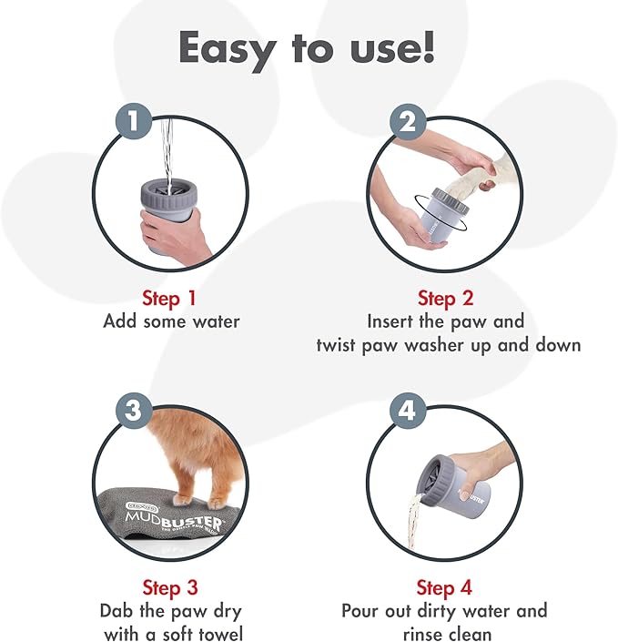 Dexas MudBuster Portable Dog Paw Cleaner, Premium Quality Small Light Gray Pet Accessory