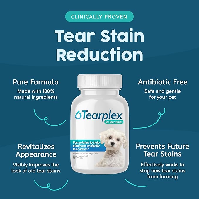 Tear Stain Remover for Dogs and Cats | Natural Supplement Suitable for All Breed Types | Pet Tear Stain Remover Powder | Made with Natural Ingredients | Beef Flavored - 1 Pack