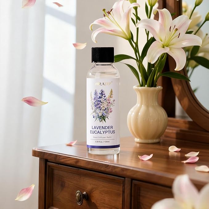 Airkeep Reed Diffuser Oil Refill/Lavender Eucalyptus/3.38 oz(100ml)/2 Pack/Scented Oil Refill for Reed Diffuser Home Fragrance for Bedroom, Bathroom Office Home Decor