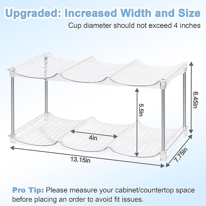 Water Bottle Organizer - Stanley Cup Holder for Cabinet Stackable Water Bottle Holder, Kitchen Pantry Organizers and Storage for Stanley Tumbler 40oz, Tumbler Storage Organizer, 2 pack