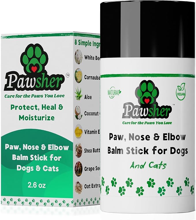 Dog Paw Balm 2.6 oz - Only 8 Natural Ingredients - Dog Paw Balm Lick Safe - Easy No-Mess Stick - Moisturizes & Heals Dry Cracked Paws, Nose & Elbow - All Weather Paw Protector for Dogs & Cats