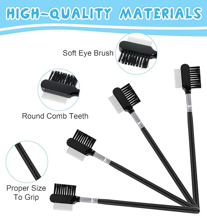 Dog Eye Comb for Small Dogs, 4Pcs dog Tear Stain Remover Comb Metal Flea for Gunk, Double-Headed Soft Bristles & Hard Teeth Grooming Tool for Puppies & Cats, Easy to Clean Black