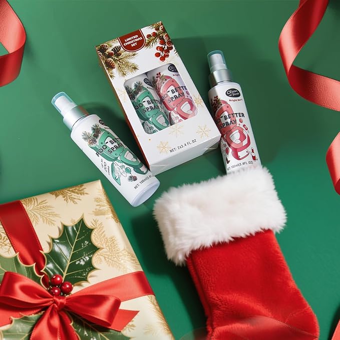 Clean-n-Fresh Toilet Spray, Holiday Pack Gift Set - 6.8 Fl Oz Balsam & Cedar and Bright Berry, Bathroom Odor Deodorizer, Up to 400 Uses