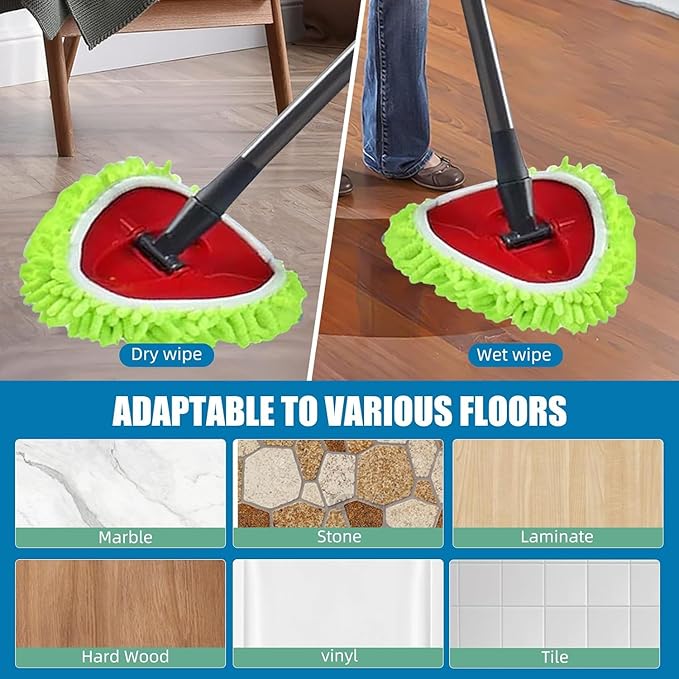 3 PCS Spin Mop Heads Replacements Compatible with Ocedar Easywring 1 Tank System Chenille Mops Duster Pad Washable Dust Refills Green Blue Red
