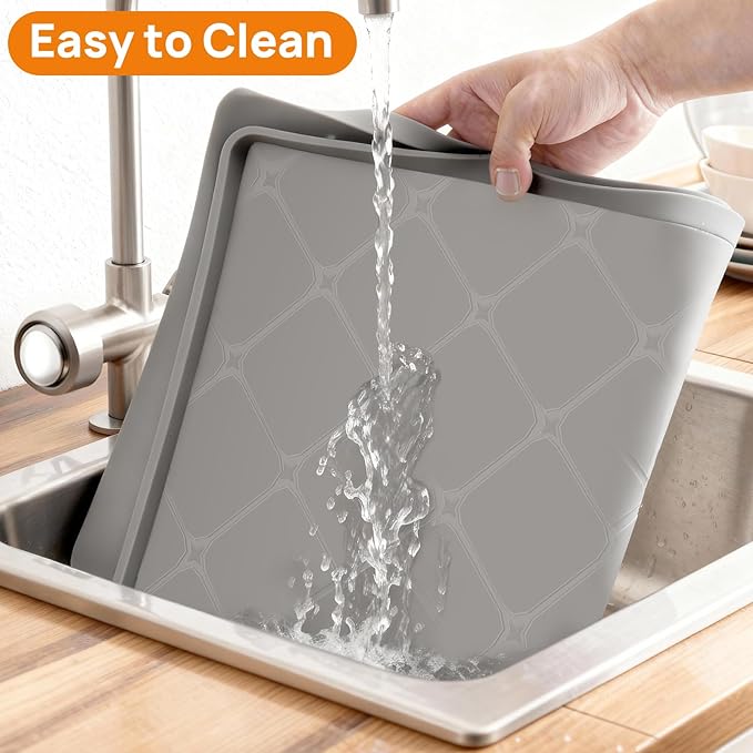 19" x 19" Silicone Under Sink Mat Thickened Kitchen Mat Shelf Liner Cabinet Protector Leakproof Under Sink Pad Waterproof Counter Protector