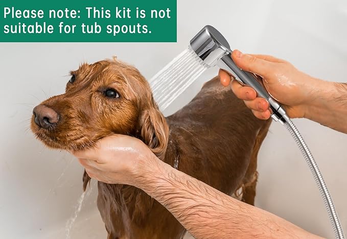 3 Mode Dog Shower Attachment, High Pressure Handheld Sprayer with ON/OFF Switch, 3/4 GHT Female Connector, 100 Inches Stainless Steel Hose, for Outdoor Pet Bathing and Washing