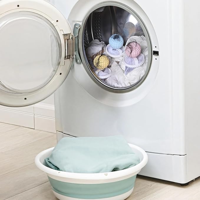 6 Pcs Floating Hair Filtering Mesh Removal, Laundry Lint Catcher, Pet Hair Remover for Laundry, Upgraded Concave-Convex Ball Design, 3.7 x 6.4 in Filter Bag, Reusable Washing Machine Hair Catcher