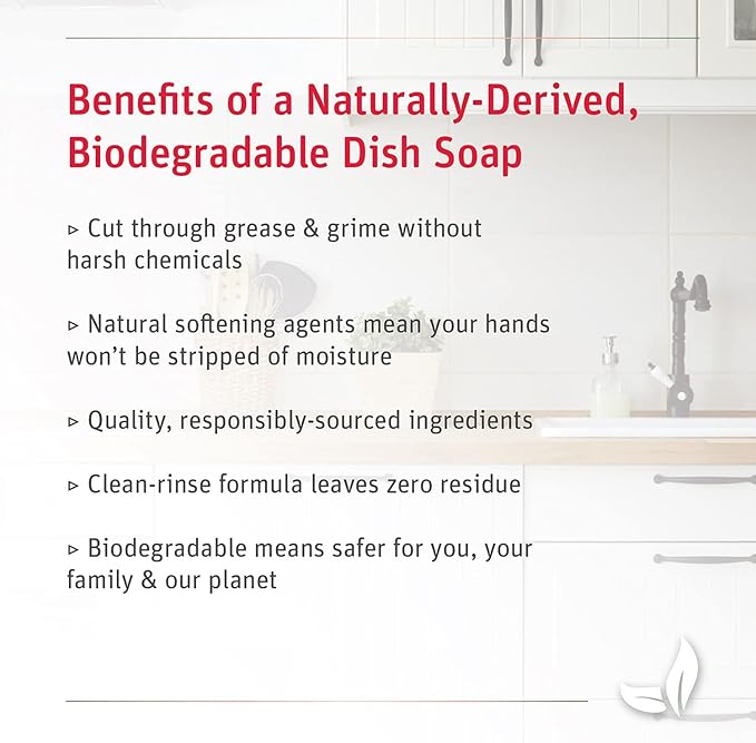 Grab Green Liquid Dish Soap, 16 Ounce (Pack of 3), Tangerine Lemongrass Scent, Biodegradable, Plant and Mineral Based, Removes Grease, Gentle on Hands