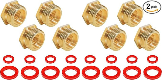 4Pcs Lead-Free Brass Garden Hose to Shower Hose Adapter, G1/2" Female to GHT 3/4" Male Adapter, Handshower Adapter (Pack of 2)