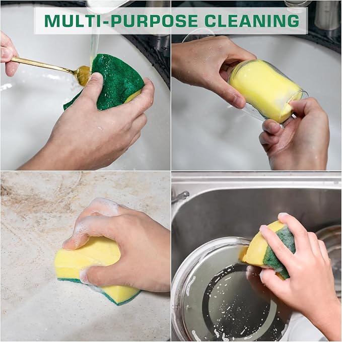 300 Pack Kitchen Cleaning Sponges, Eco Non-Scratch for Dish,Scrub Sponges.