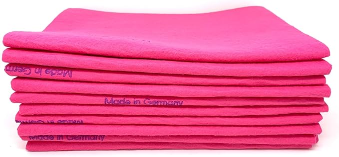 10 Pack Extra Large Original German Shammy Cloths Chamois Towels Super Absorbent for Pets, Parenting Tool Cleaning for Home and Commercial Use Wholesale Bulk (Pink)