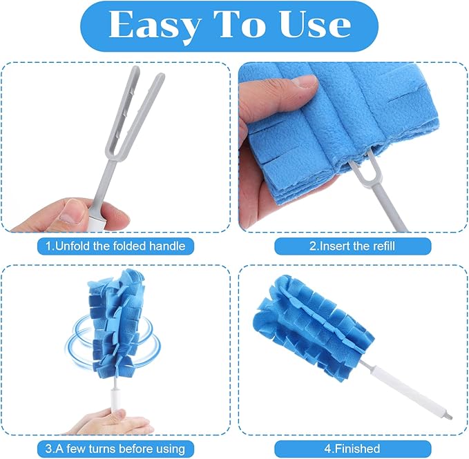 10 PCS Duster Refill Fleece Refills Hand Dusters Cleaning Reusable Duster Pads Washable Dusters for Cleaning Ceiling Fan Hardwoods Window Kitchen Floor, Rainbow Colors (Bright Color)