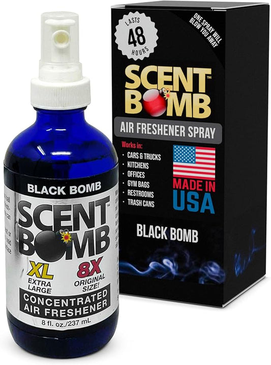 Scent Bomb Air Freshener Spray, Long-Lasting Odor Eliminator for Home & Car, Effective Deodorizer for Kitchen, Bathroom, Fresh Room Spray & Smell Neutralizer, Black Bomb Scent