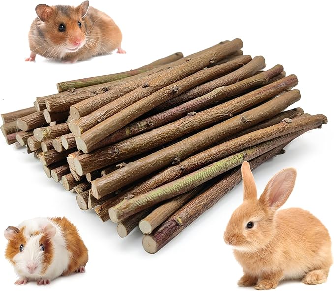 250g Natural Peach Wood Chew Sticks for Rabbits, Hamsters, Chinchillas - Extra Hard Teeth Grinding Toy | Untreated, Safe & Long-Lasting Rodent Chews
