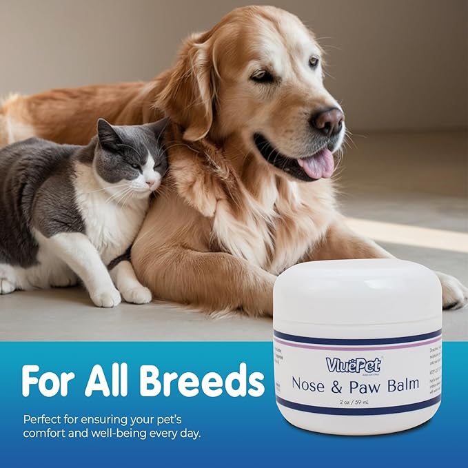 VLUEPET | Nose and Paw Balm | Natural, Lick-Safe Moisturizer & Protector for Cracked, Dry Paws & Nose | Paraben-Free, Sulfate-Free, No Dyes or Preservatives | Soothing Relief for Dogs and Cats (2 oz)