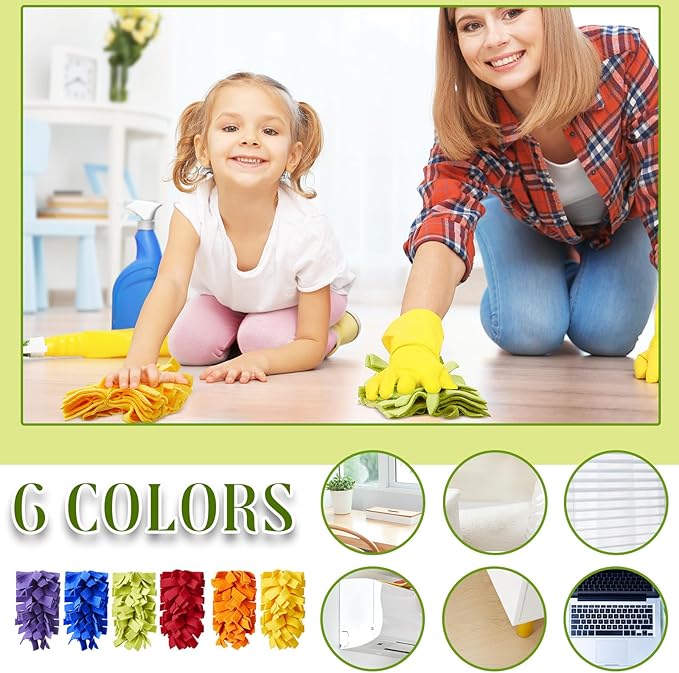 12 Pcs 5 Layer Fleece Duster Refills Reusable Dusters Refills Washable Hand Cleaning Pads for Cleaning Ceiling Fan Hardwoods Window Kitchen Floor, 4. 7 x 7 Inch (6 Mixed Colors)