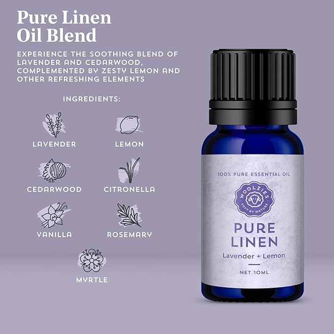 Laundry Essential Oil Blend: Use with Wool Dryer Balls or Oil Diffuser Elevate Your Laundry with All-Natural Aromatherapy Scents | 1 Fl oz (1 Fl Oz, Pure Linen)