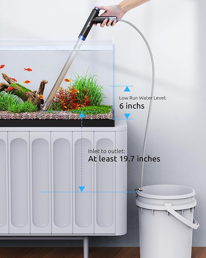 Aquarium Siphon Pump Gravel Cleaner, Fish Tank Vacuum Gravels Cleaning Kit, Manual Water Changer with Air Push Button, Aquariums Sand Clean Set, Hose for Suck Manure Wash Sand