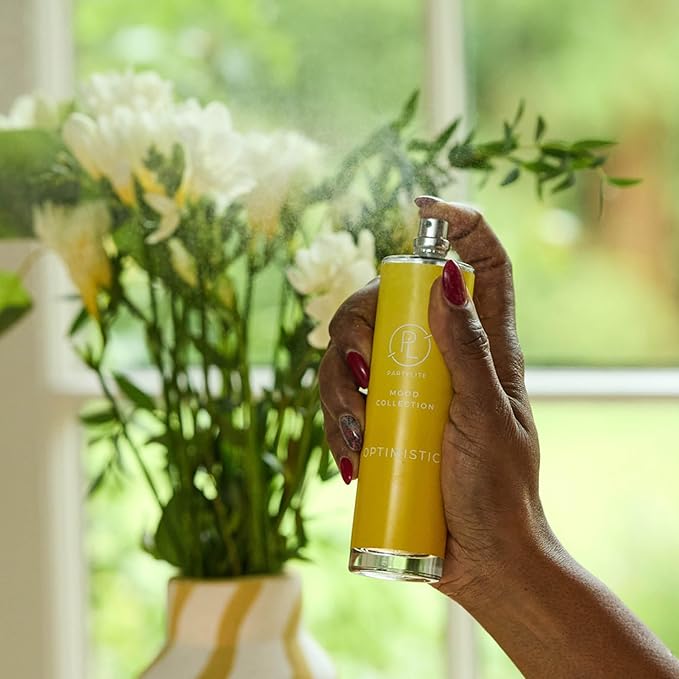 PartyLite Optimistic Scented Room Spray, 100mL,with Notes of Sparkling Mandarin & Tart Lemon, Part of the Mood Collection, Refreshing Tropical, Perfect for Gifting