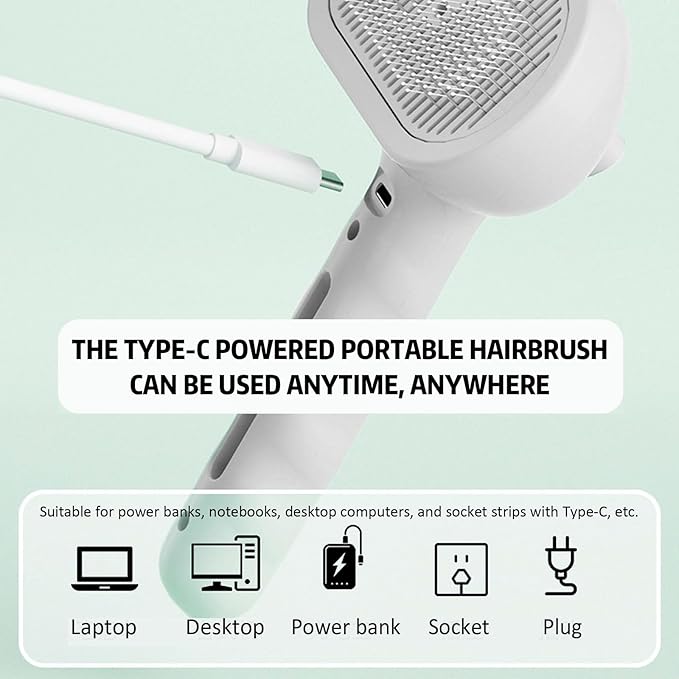 Pet Steam Brush, 3-in-1 Self-Cleaning Grooming Tool for Long & Short Hair Pets - Deshedding and Dematting Hair Brush for Dogs & Cats - White