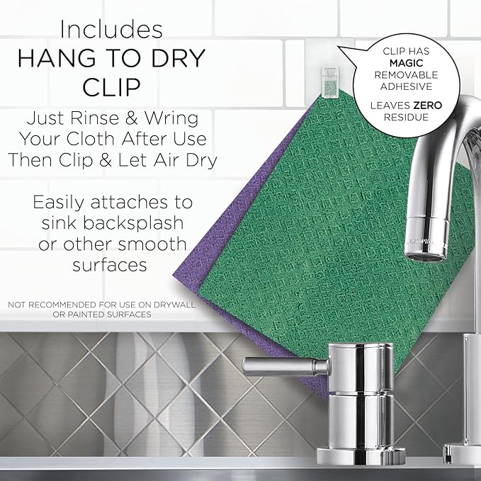 LOLA Wowables XL Swedish Dishcloths, 12 Reusable Eco Cleaning Cloths, 11" x 10", Ultra Absorbent Cellulose Sponge Towel, Compostable, Made in Germany