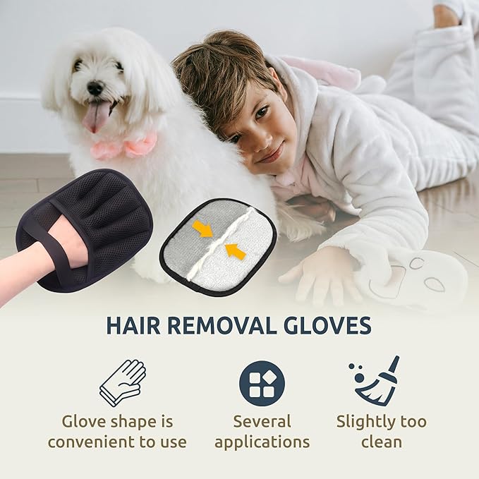Pet Hair Removal Glove – Newly Upgraded Electrostatic Five-Finger Cat & Dog Hair Remover Tool for Clothes, Furniture, Carpet, Curtains & Car – Reusable Grooming Mitt for Pets