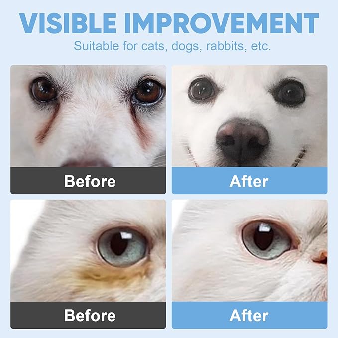 260Pcs Eyes Wipes for Dogs, Pet Tear Stain Remover Wipes, Pet Eye Wipes for Dogs & Cats, Hypoallergenic Soothing Cleansing Pet Wipes (130pcs x2)