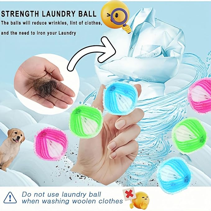12-Pack Pet Hair Remover for Laundry, Reusable Dog & Cat Hair Catcher Balls for Washing Machine & Dryer, Lint Fur Dander Remover, Laundry Pet Hair Catcher for Clothes Bedding