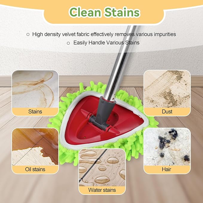 4 Pack Reusable Microfiber Mop Pads Compatible with O-Cedar EasyWring 1-Tank Spin Mop System,Elastic Mop Head Replacement for Deep Clean,Machine Washable Mop Refills