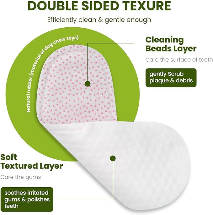 Dog Teeth Cleaning Wipes, Fresh Breath Pet Dental Finger Wipes for Dogs & Cats, Dog Dental Wipes Teeth Wipes, Lick-Safe Pet Toothbrus for Easy Removal of Tartar Buildup, Unscented - 50 PCS