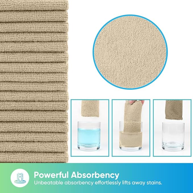 HOMEXCEL Brown Microfiber Cleaning Cloths 20 Pack, Highly Absorbent, Lint & Scratch-Free Cleaning Rags for House Kitchen, Microfiber Towels for Car 11.5 x 11.5 inch