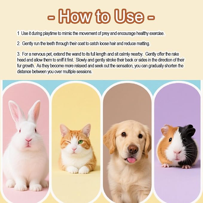 2-Pack Touch Therapy Toys for Pet, Telescopic Pet Massage Stick for Anxious Cats & Dogs, Bonding, Training & Stress Relief, Safe Touch for New Pets, Extends to 26" (A)