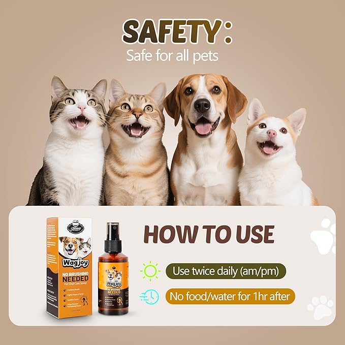 Dog Dental Care Spray, Vet-Recommended Breath Freshener for Pet, Reduces Plaque & Tartar, Prevents Gingivitis & Oral Infections, 5.1 Fl Oz - Teeth Cleaning Spray for Fresh Breath