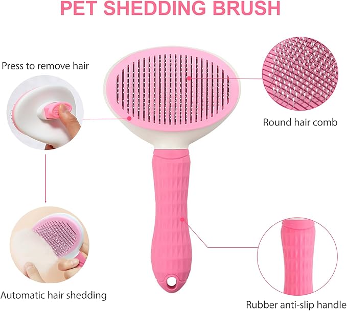 6PCS Pink Dog Washing Kit with Dog Brush, Shampoo Brush, Bath Scrubber,Washing Gloves, 39.7" × 20.5" Towel and Big Toiletries Bag.