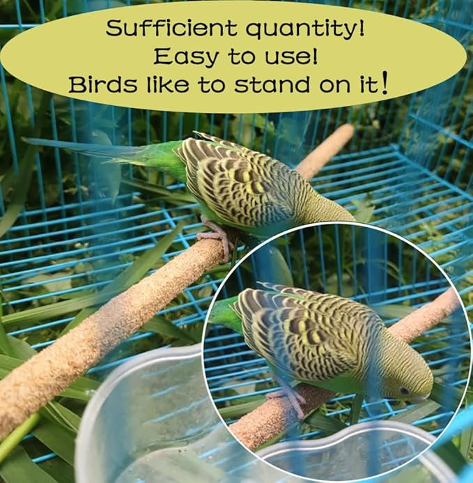 12Pcs Sand Perch Covers for Birds - Large Bird Perch Covers 10" Long x 0.78" Diameter Bird Perches for Parakeets, Lovebirds, Parrotlets, Canaries and Other Small Birds(Yellow, 12pcs 10" x 0.78")