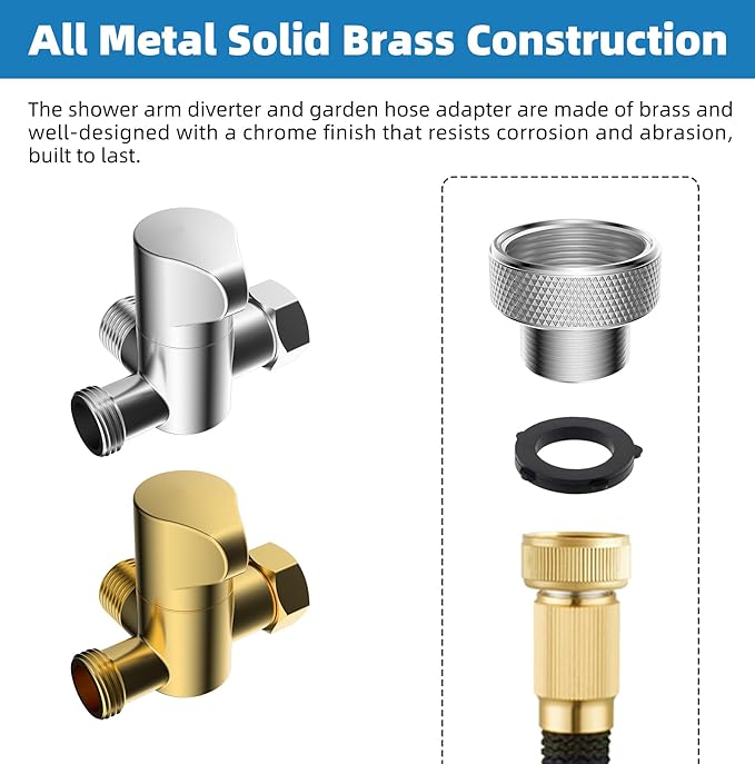 Hibbent Dog Sprayer Attachment Set for Pet Bathing and Dog Washing with 119 Inch Hose, Brass Shower Arm Diverter Valve, Handheld Shower Head, Bathroom Hose Sprayer Head Kit