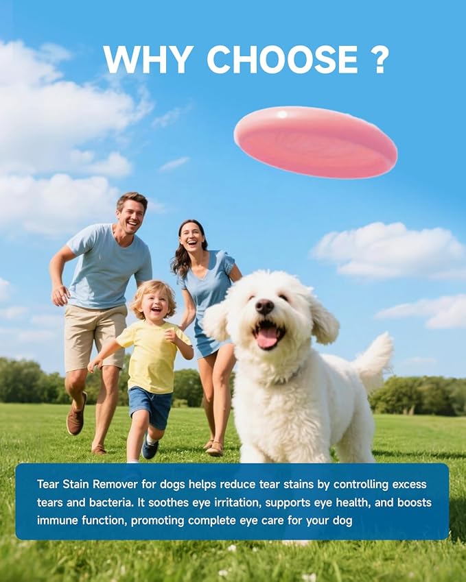 Dog Tear Stain Supplement - Tear Stain Remover for Dogs, Prevent & Eliminate Tear Stains, Eye Health & White Fur Care, Lutein,Chamomile, Vitamin, Probiotic, 100g, Chicken Flavor, Daily Supplement