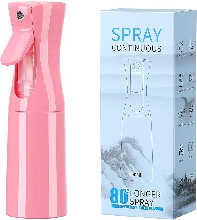 Hair Mister Spray Bottle，Spray Water Bottle Fine Mist Refillable Plants（6.8OZ /200ML） Barber，Showering Pets, Plants, travel, Ironing and Cleaning ﻿ ﻿ ﻿ (Pink-1Pcs)